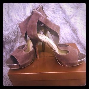 Audrey Brooke Dark Taupe suede heel